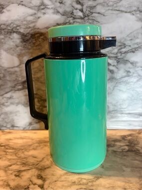 Vintage Crown Corning Thermique Turquoise Insulated Carafe 1 Qt Japan Retro
